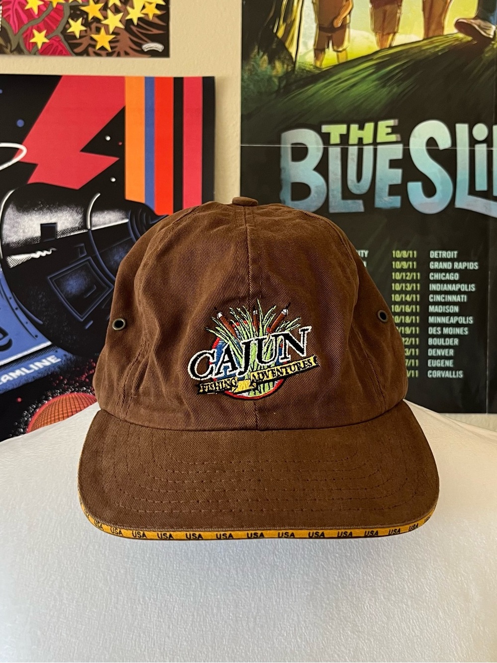 Brown vintage Cajun adventure fishing cap
